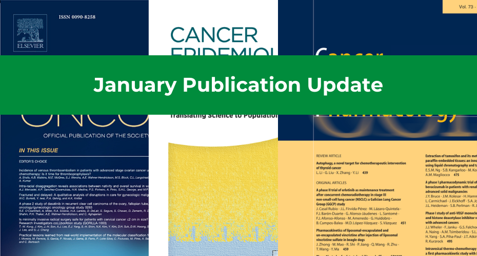 an image of three types of academic journal on top of each other. Across the image is the text 'january publication update'